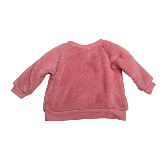 Pekkie Baby Girls Pink Zebra Fleece Sweatshirt - Size 6M - Picture 2 of 6